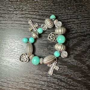Turquoise and Silver Charm Bracelet